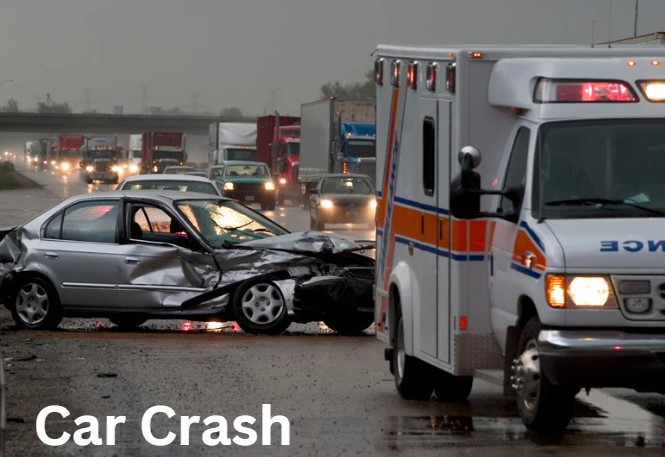 a car accident on a Texas road where people are injured.