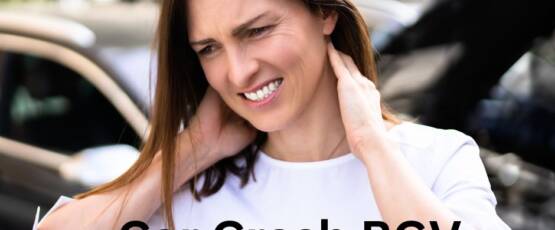 A woman with pain in her neck from a car accident.