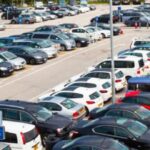 Crowded parking lot during a large public event in Edinburg, Texas
