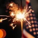 Person holding a lit sparkler during a Fourth of July celebration, highlighting Independence Day safety for families in McAllen and the Rio Grande Valley.