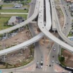 Aerial view of a major highway interchange and busy roadways in McAllen, Texas, illustrating traffic congestion and potential accident risks in the Rio Grande Valley.