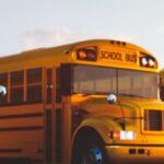 School buses lined up during back-to-school season in the Rio Grande Valley