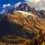 Golden autumn foliage and snow-capped mountains near Durango, Colorado